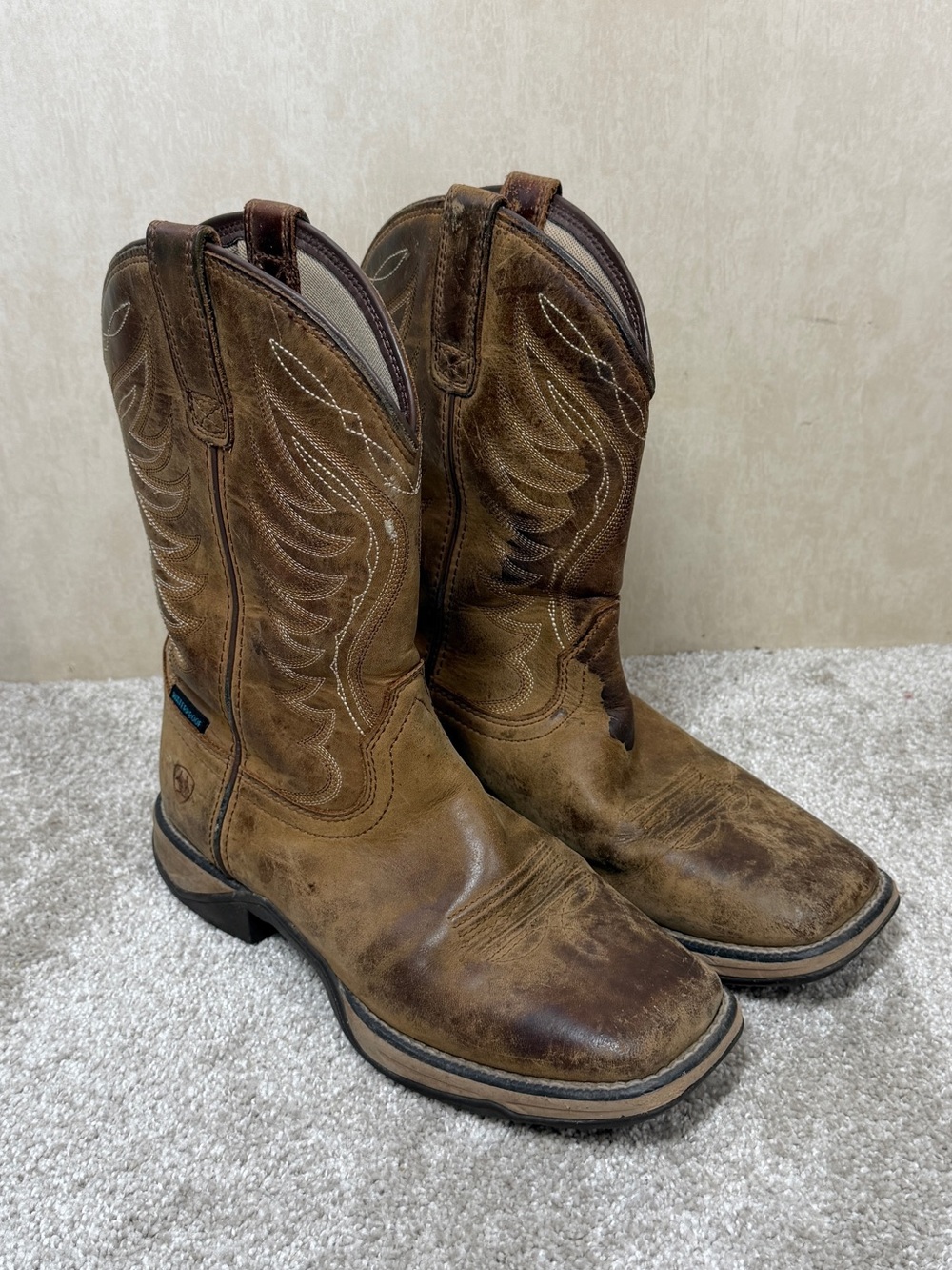 Ariat Women’s Anthem Waterproof Western Boots Leather Square Toe in Brown 7B